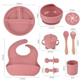 Conjunto de louças com dez pratos de silicone para bebês, adequados para uso alimentar
