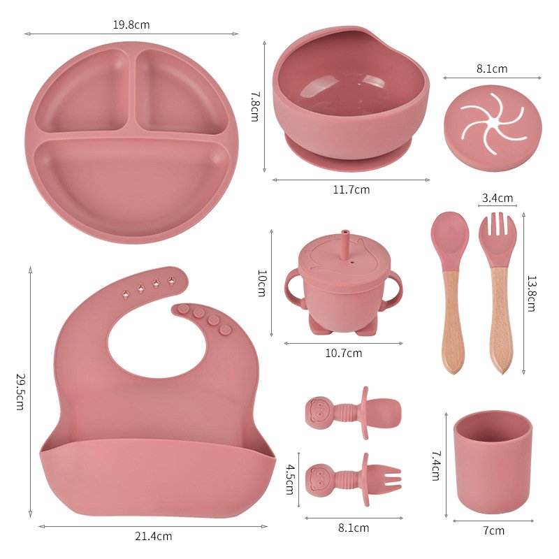Tableware set of ten baby baby silicone plate suit food grade