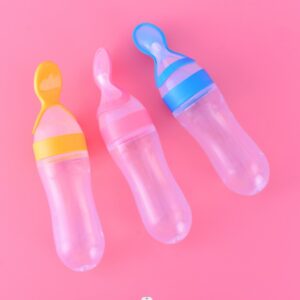 Baby silica gel rice paste spoon milk bottle squeeze spoon feeding spoon silica gel Rice noodles complementary food bottle