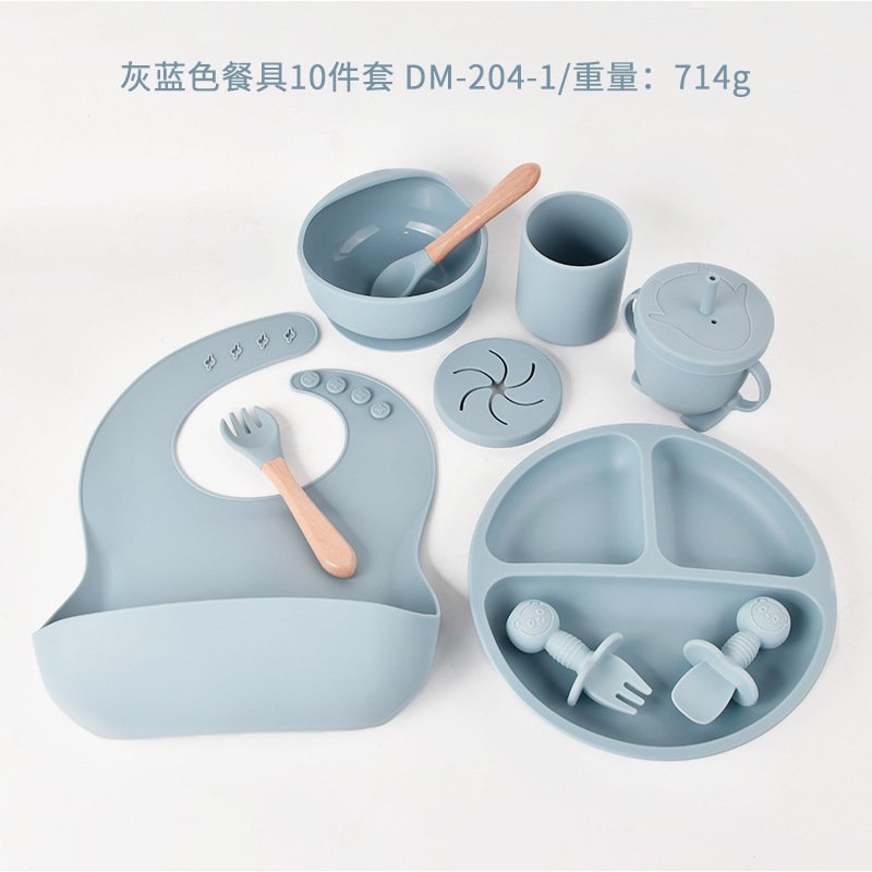 Tableware set of ten baby baby silicone plate suit food grade - Image 6