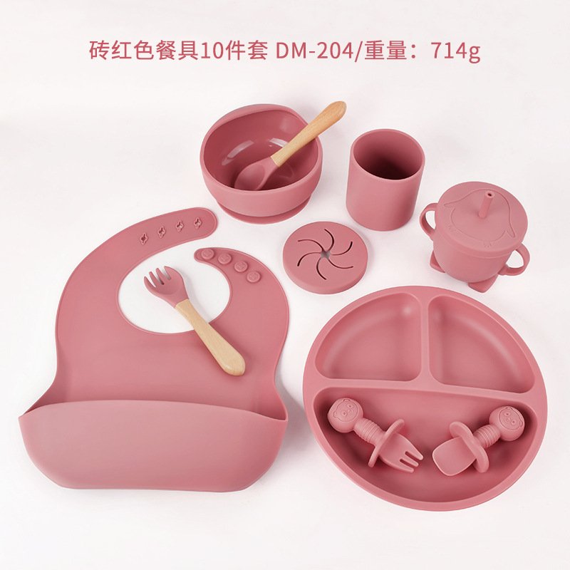 Tableware set of ten baby baby silicone plate suit food grade - Image 5