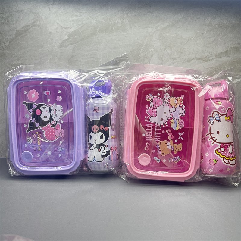 Cartoon lunch box with water cup can be heated in microwave oven for primary school students with special compartment lunch box - Image 2