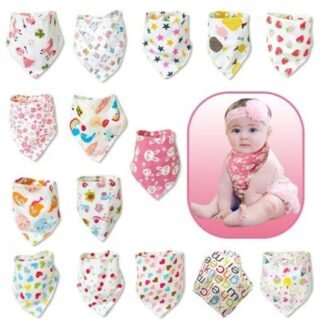 Babador triangular para bebês com dupla fixação - Toalha para saliva superabsorvente