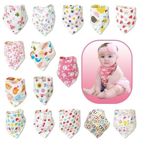 Baby triangle towel, baby saliva towel, double button newborn bib