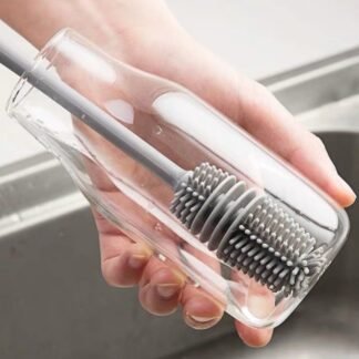 Escova de silicone com cabo longo para copos e garrafas – Escova de limpeza doméstica para cozinha, sem ângulos mortos