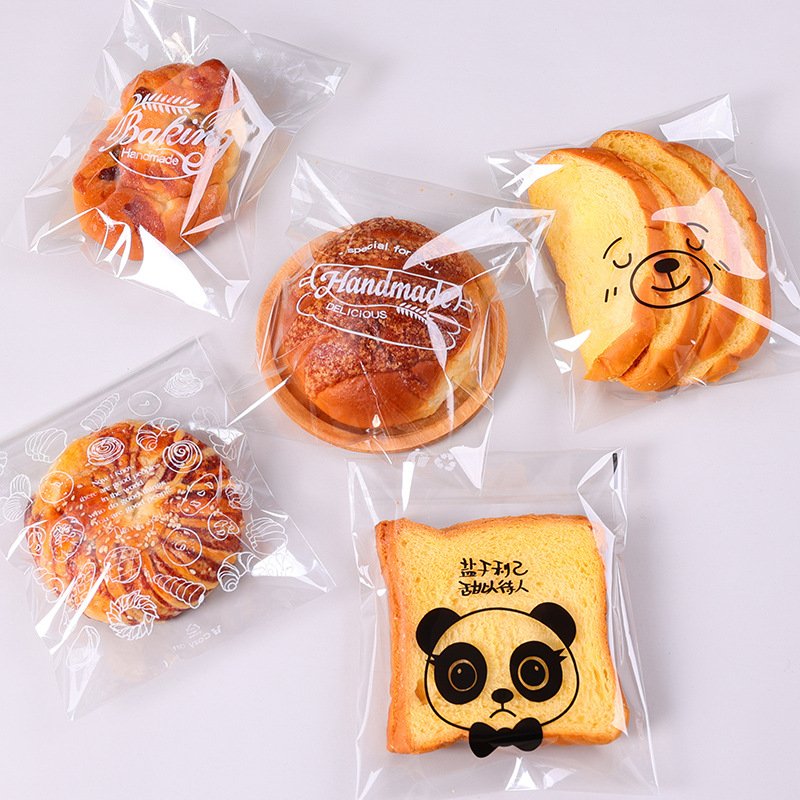 100pcs bread bag transparent self-sealing self-adhesive bag expression packaging bag - Image 3
