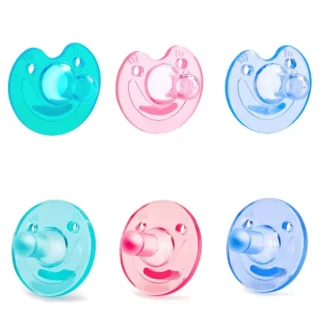 Chupeta para bebês recém-nascidos com clipe, sem BPA, para peles sensíveis, 100% silicone macio, design de peça única