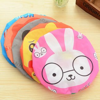 Bonito gorro de banho com desenhos animados para usar em casa Gorro de banho impermeável de PVC para adultos Gorro de banho feminino com animais