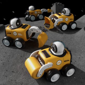 veículo de construção, escavadeira, bulldozer, prensa com apito, astronauta, carro de inércia