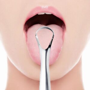 Limpador de Língua de Aço Inoxidável - Removedor de Saburra e Hálito Fresco para Higiene Oral
